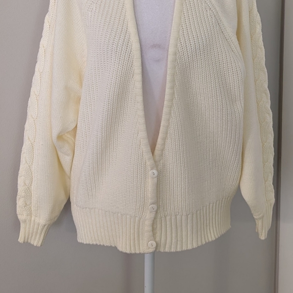 Vintage Idioms Women's Cardigan Sweater MEDIUM Cable Knit Preppy Chunky Cozy‎ - Picture 3 of 6